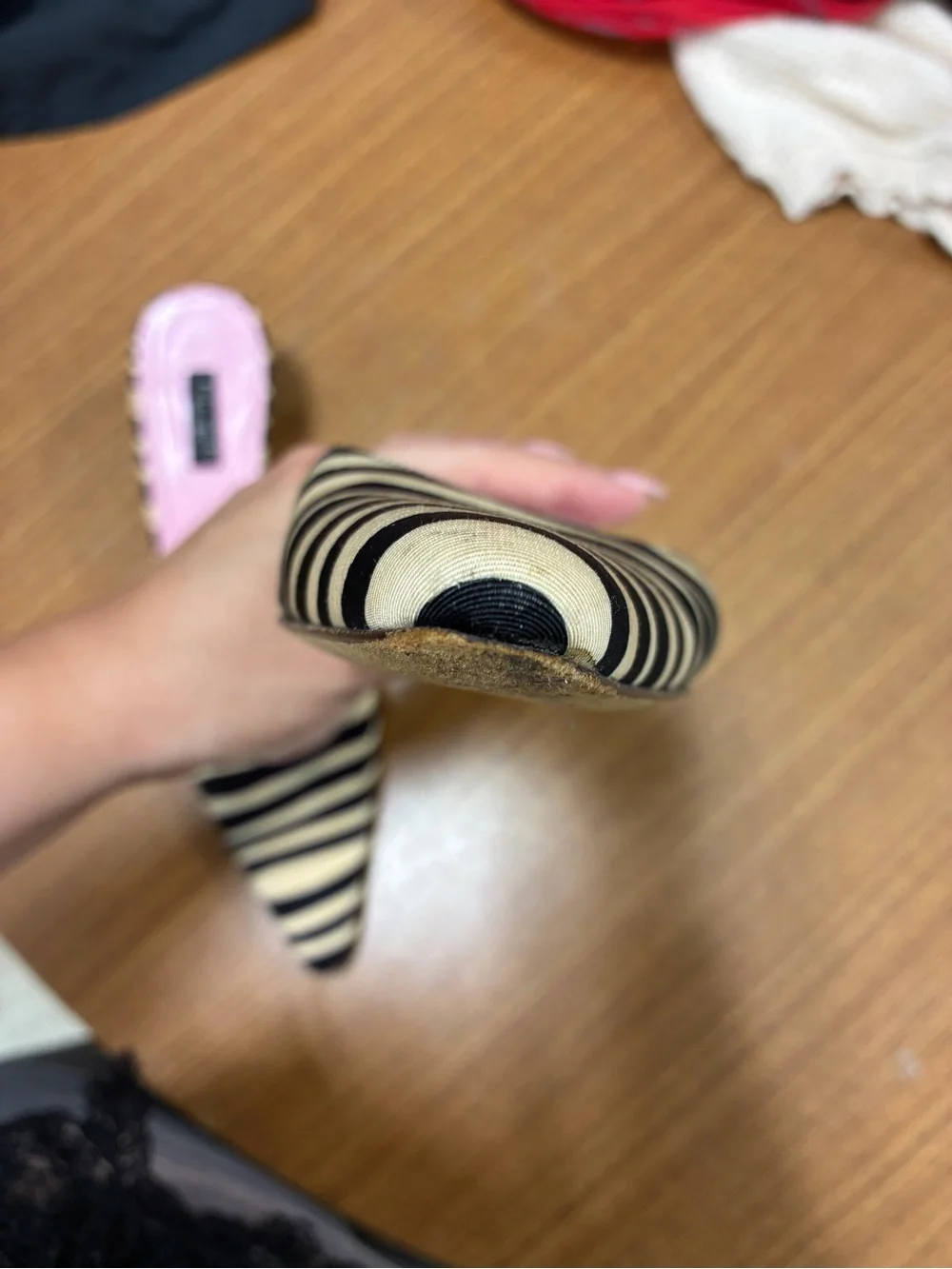 kate spade Black and Pink Striped Pointed-Toe Mule